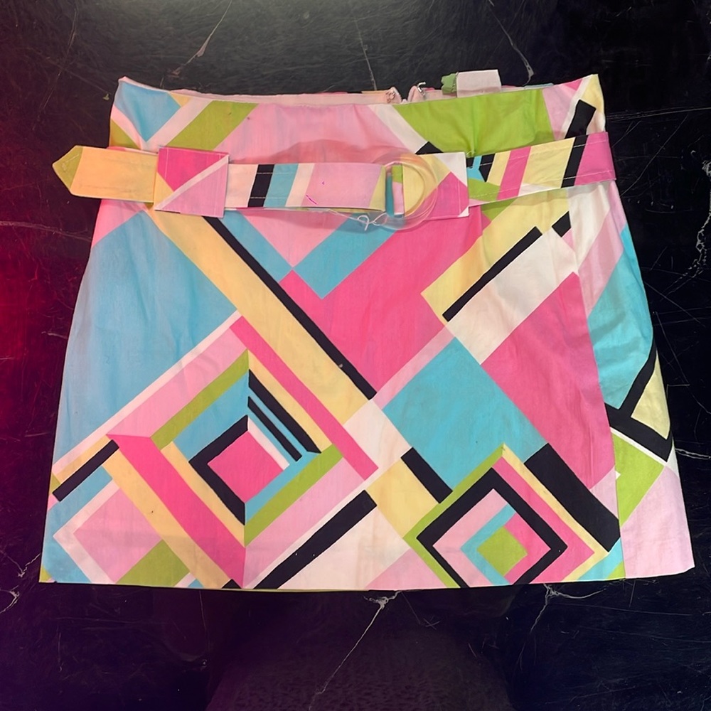 Y2K Colorful Geometric Pattern Mini-Skirt